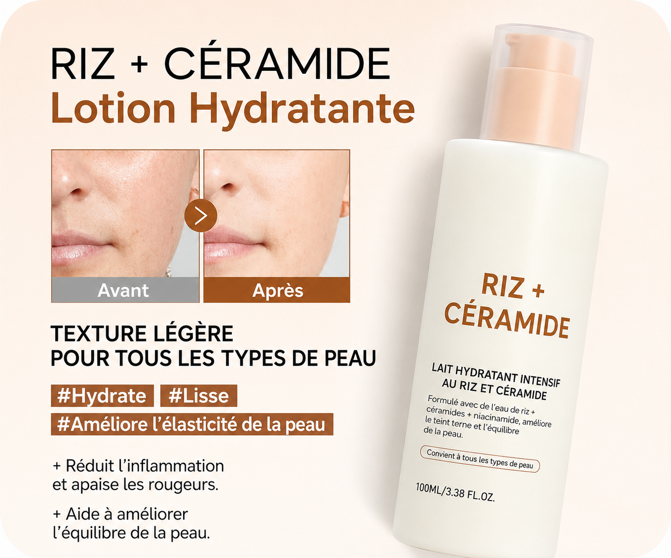 Lait Hydratant Intensif au Riz & Céramide
