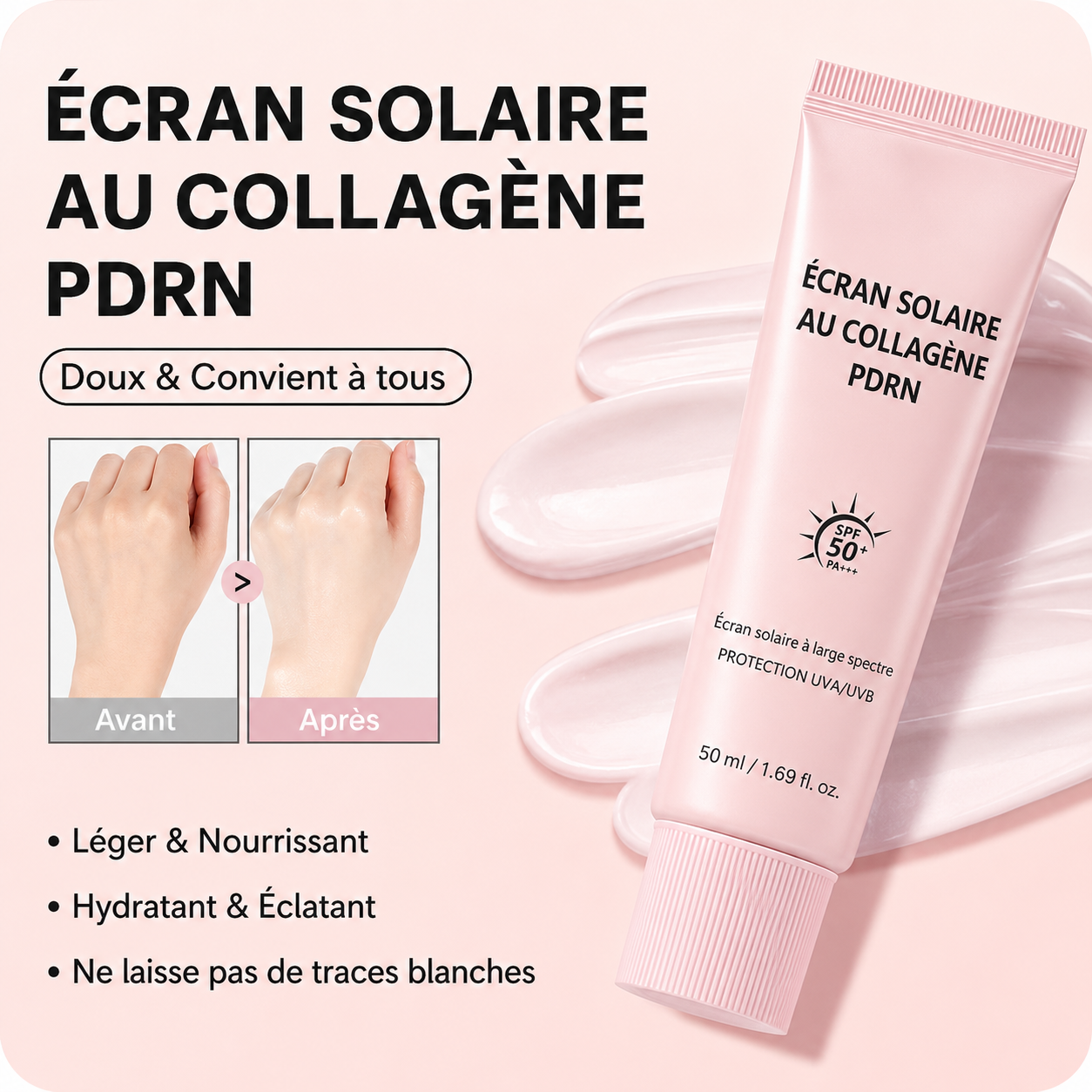 Écran Solaire au Collagène PDRN — SPF 50+ PA+++