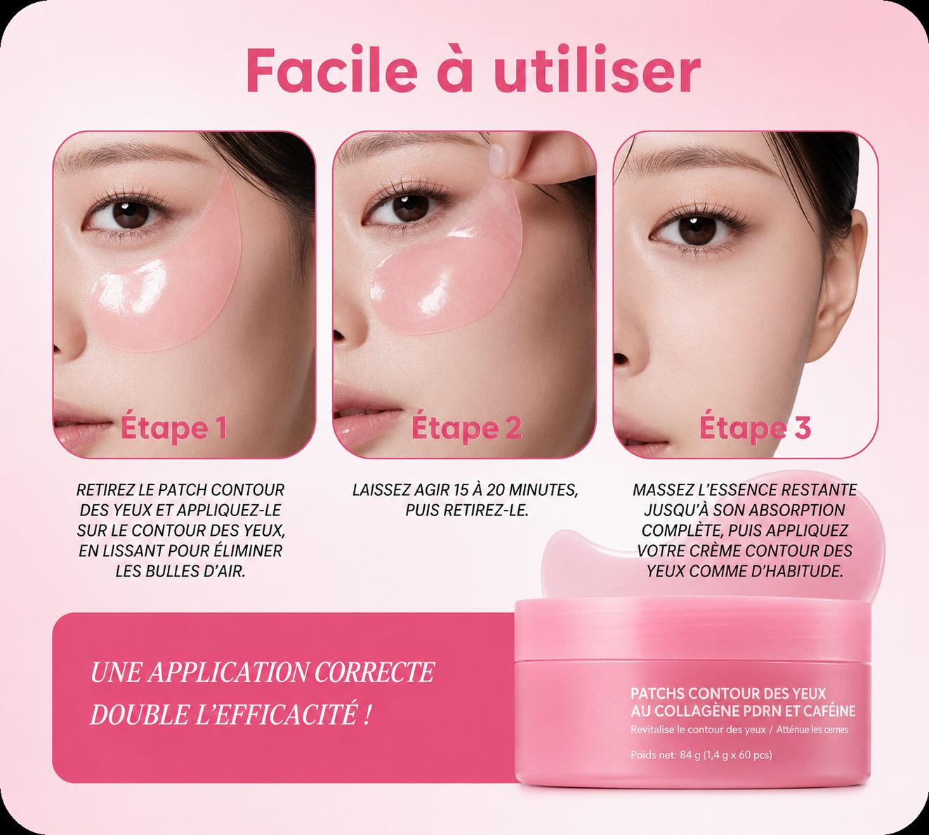 Patchs Contour des Yeux au Collagène PDRN & Caféine (60 patchs)