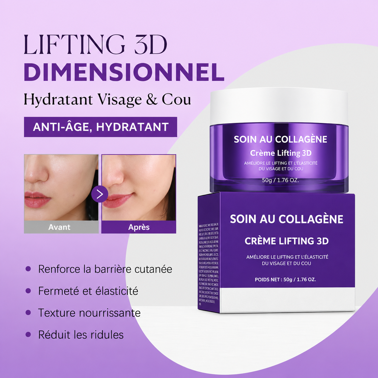 Crème Lifting 3D — Soin Raffermissant Visage Cou