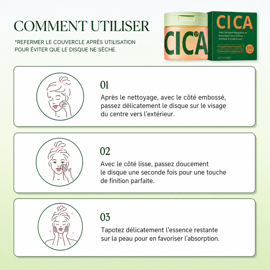 Disques CICA — Tonifiants Apaisants &amp; Éclat (100 disques)