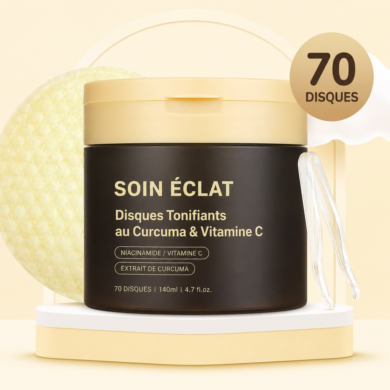 Disques Tonifiants au Curcuma  Vitamine C (70 disques)